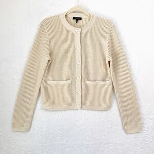 Rag & Bone Viola Open Mesh Knit Cardigan Beige Sz S